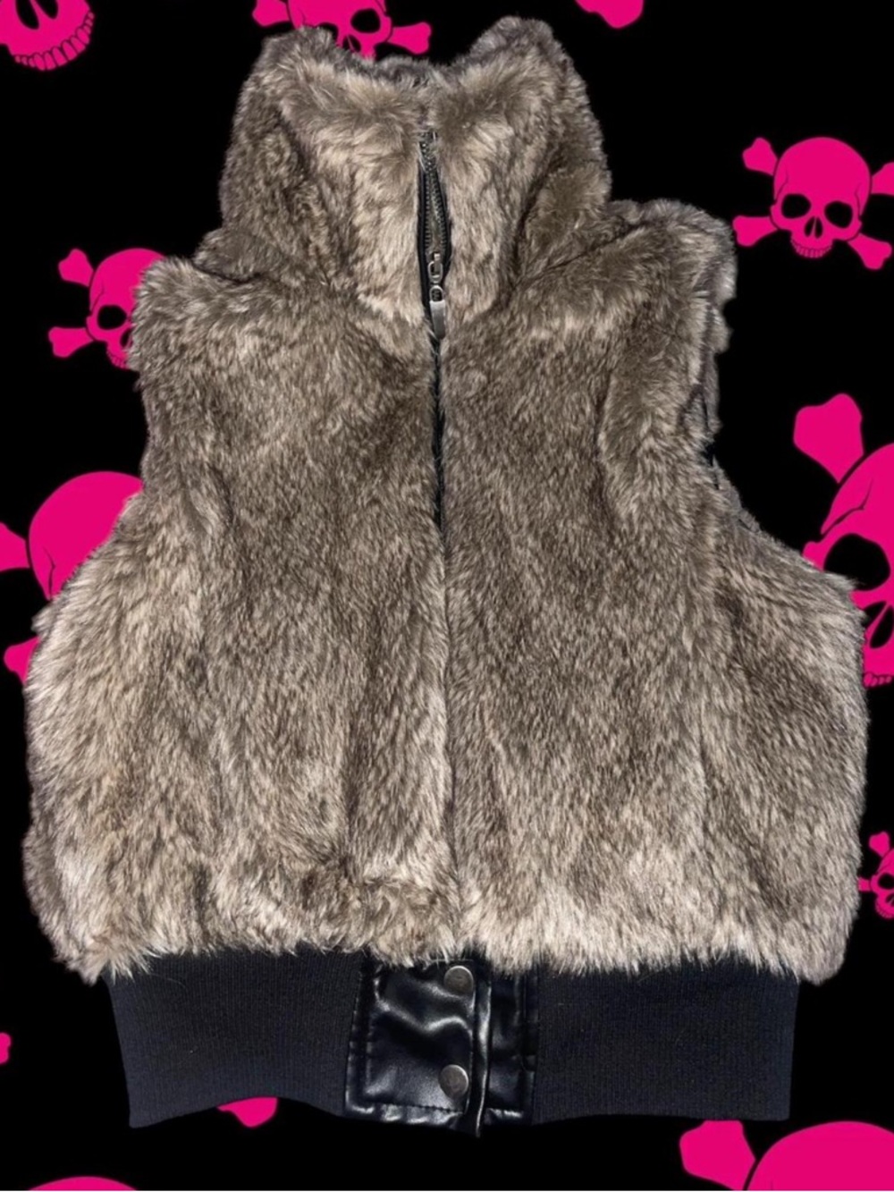 Ashley By 26 International Taupe Faux Fur Vest